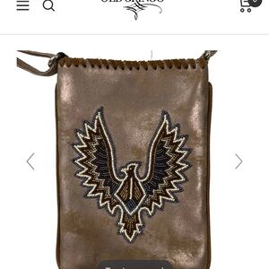 Old Gringo beaded Brown Crossbody Bag with Eagle Design